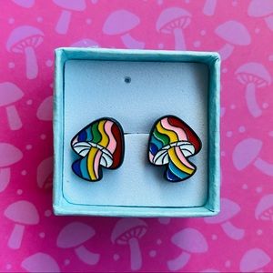 Psychedelic Magic Mushroom Stripe Earrings
